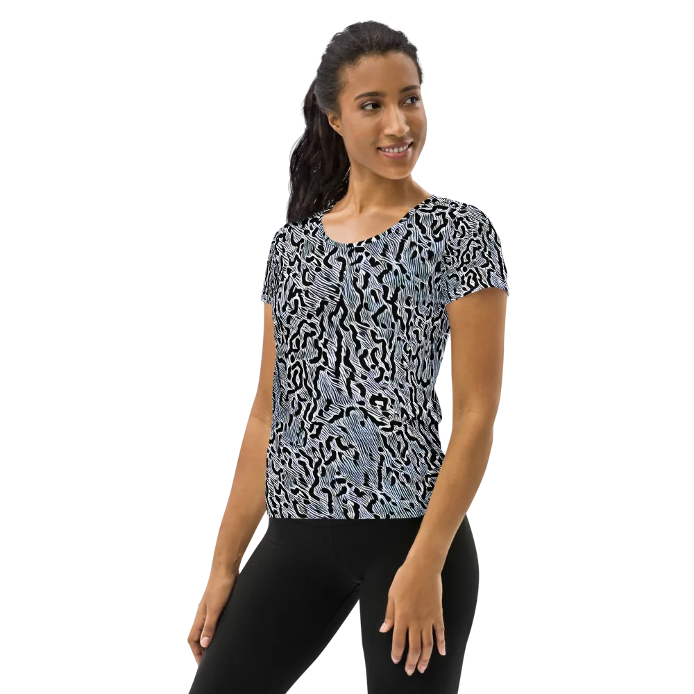 Noir Zebra on Women's Athletic T-Shirt — Left