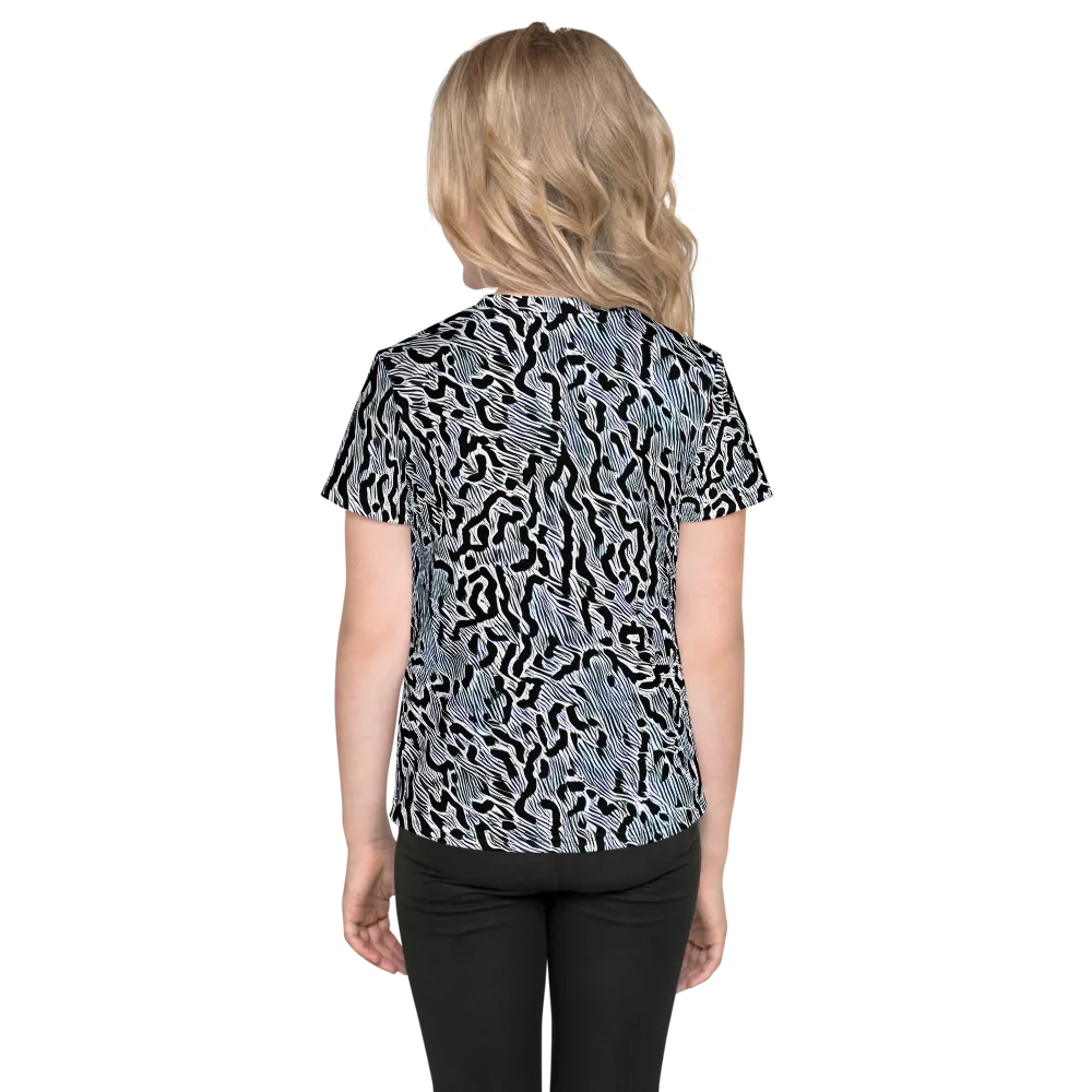 Noir Zebra on Kids Crew Neck T-Shirt — Back