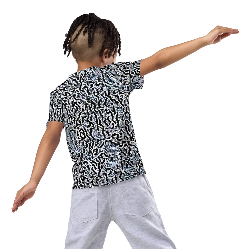 Noir Zebra on Kids Crew Neck T-Shirt — Back