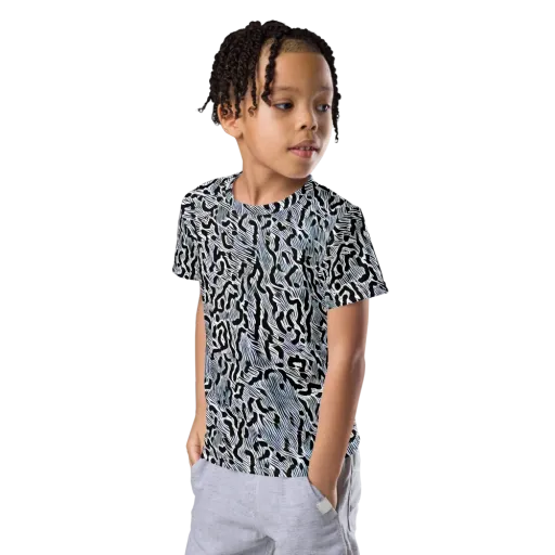 Noir Zebra on a Kids Crew Neck T-Shirt