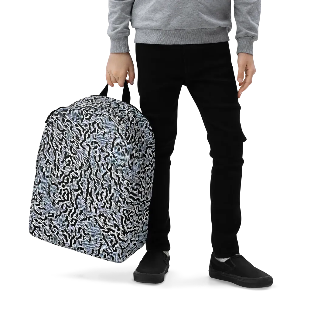 Noir Zebra on Minimalist Backpack — Zoomed-in