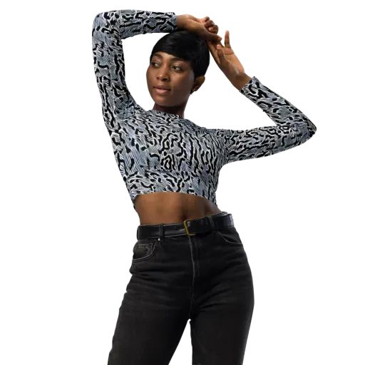 Noir Zebra on a Long Sleeve Crop Top