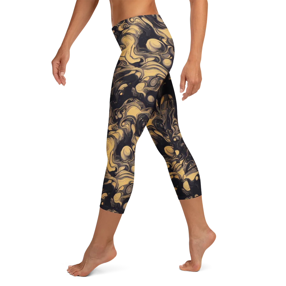 Nocturne Flow on Capri Leggings — Left