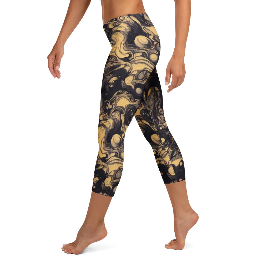 Nocturne Flow on Capri Leggings — Left
