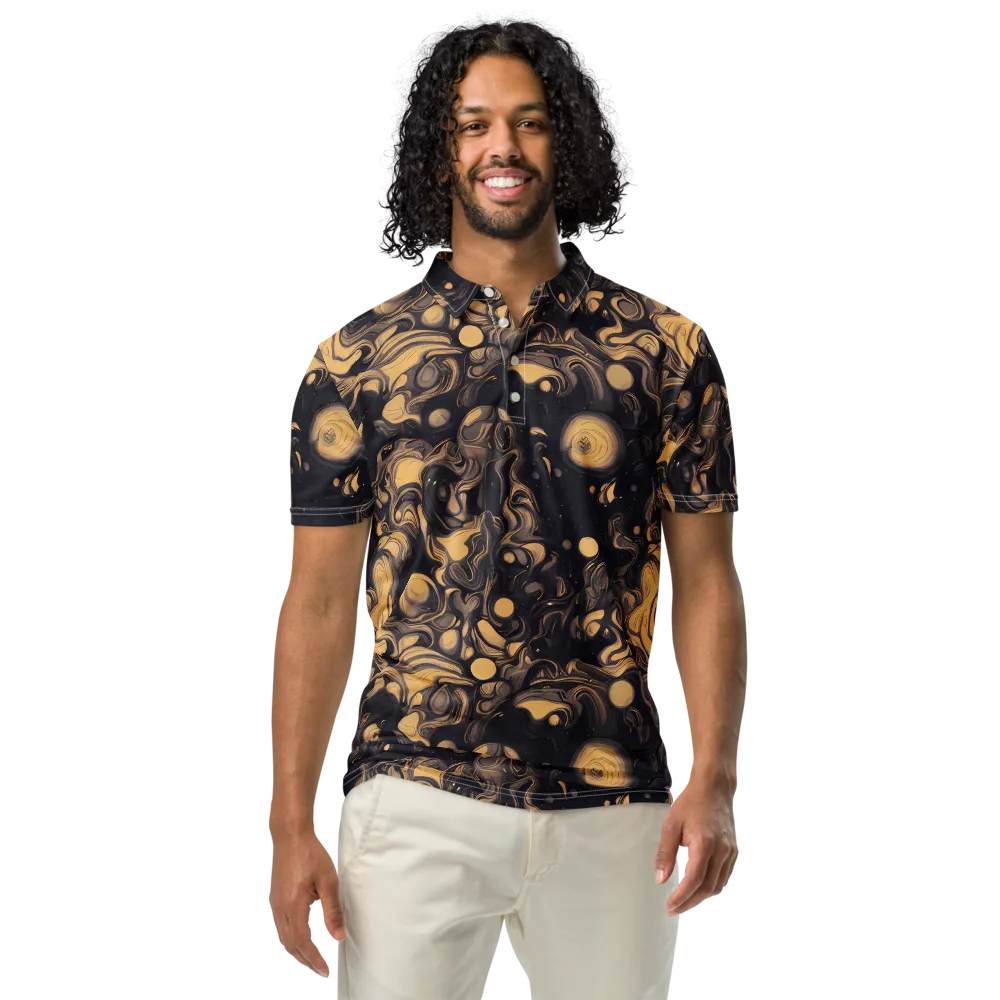 Nocturne Flow on Men's Slim Fit Polo Shirt — Front