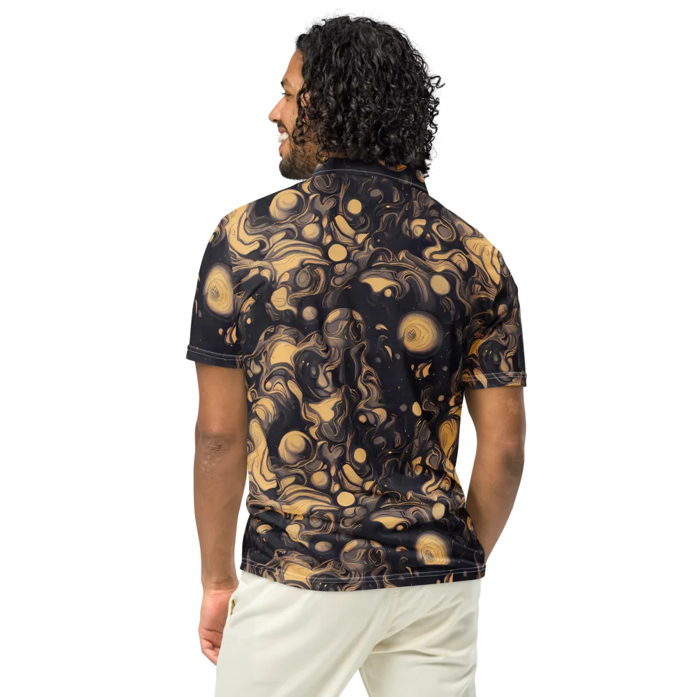 Nocturne Flow on Men's Slim Fit Polo Shirt — Back