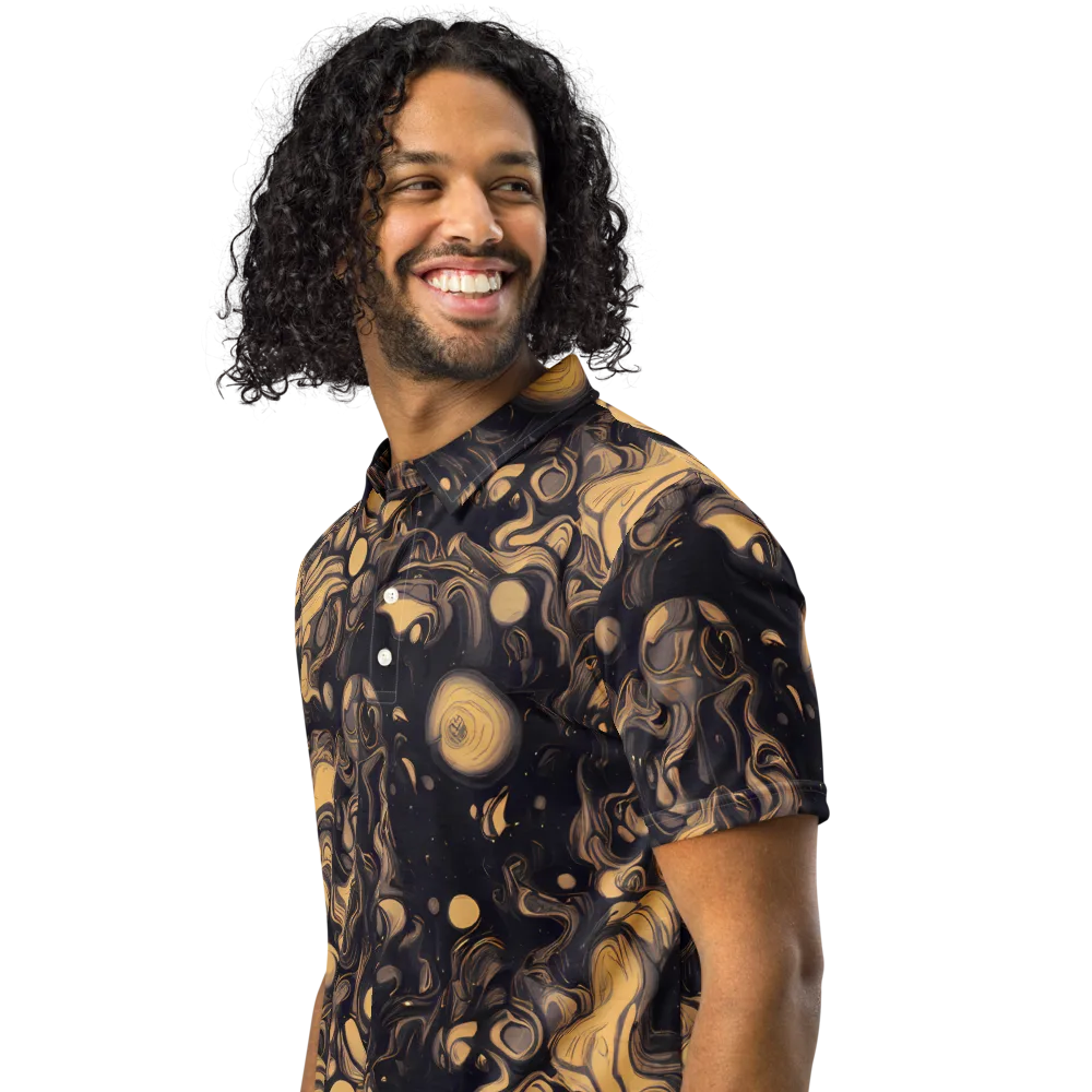 Nocturne Flow on Men's Slim Fit Polo Shirt — Left Front