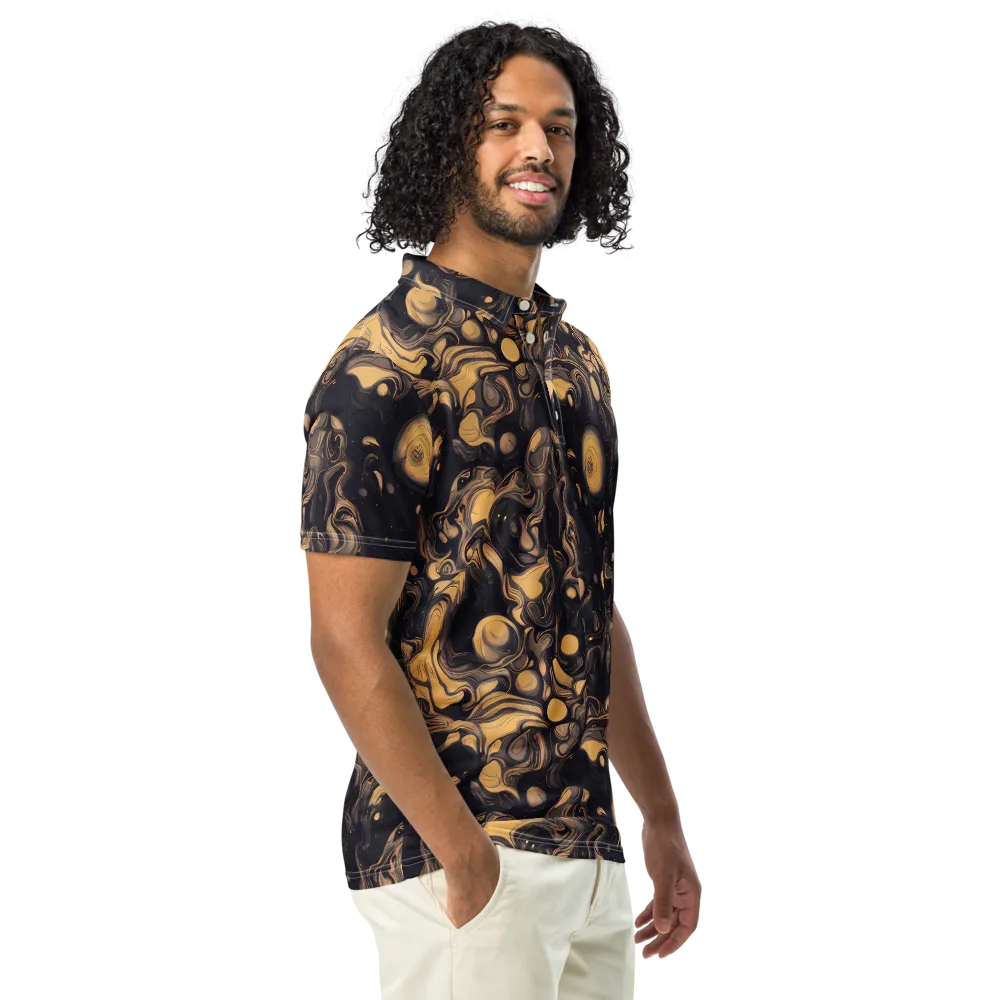 Nocturne Flow on Men's Slim Fit Polo Shirt — Right Front