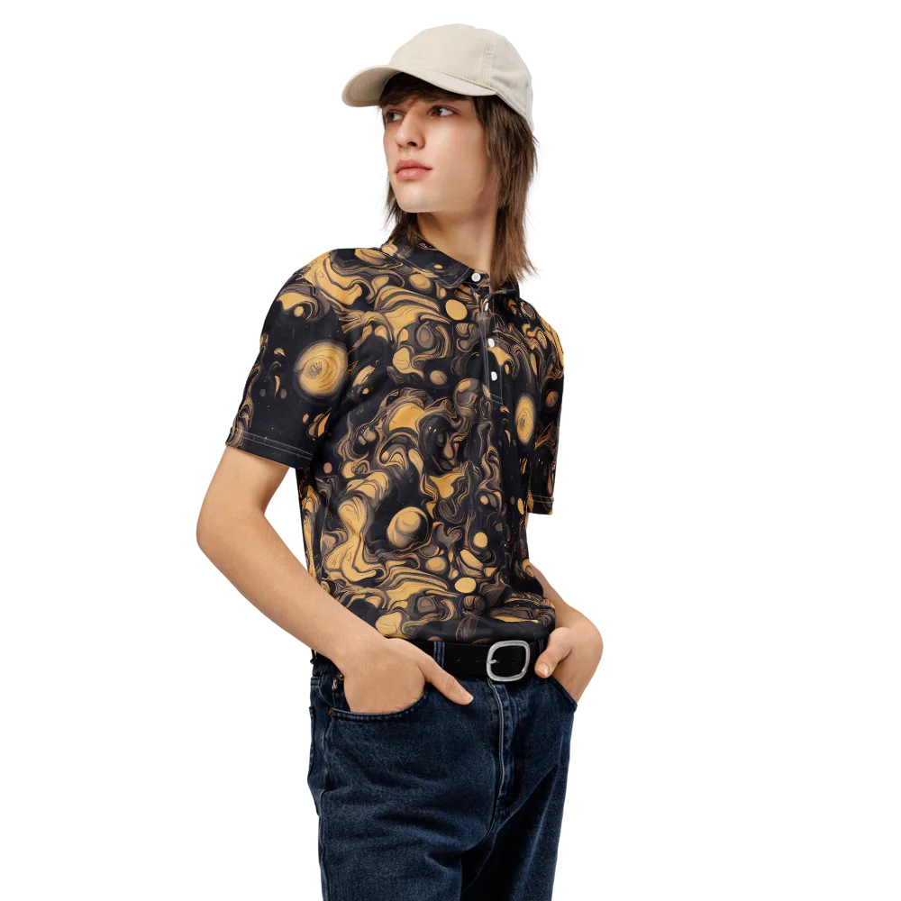 Nocturne Flow on Men's Slim Fit Polo Shirt — Right Front