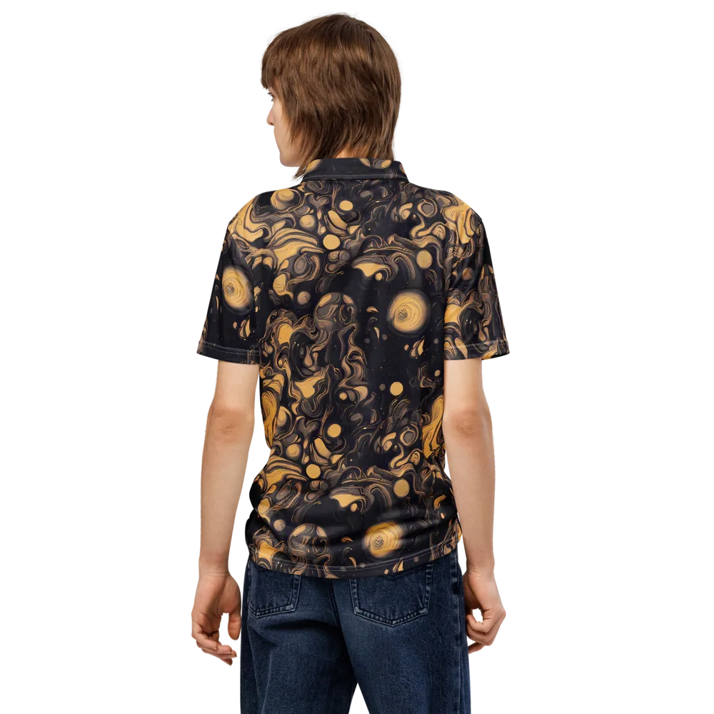 Nocturne Flow on Men's Slim Fit Polo Shirt — Back