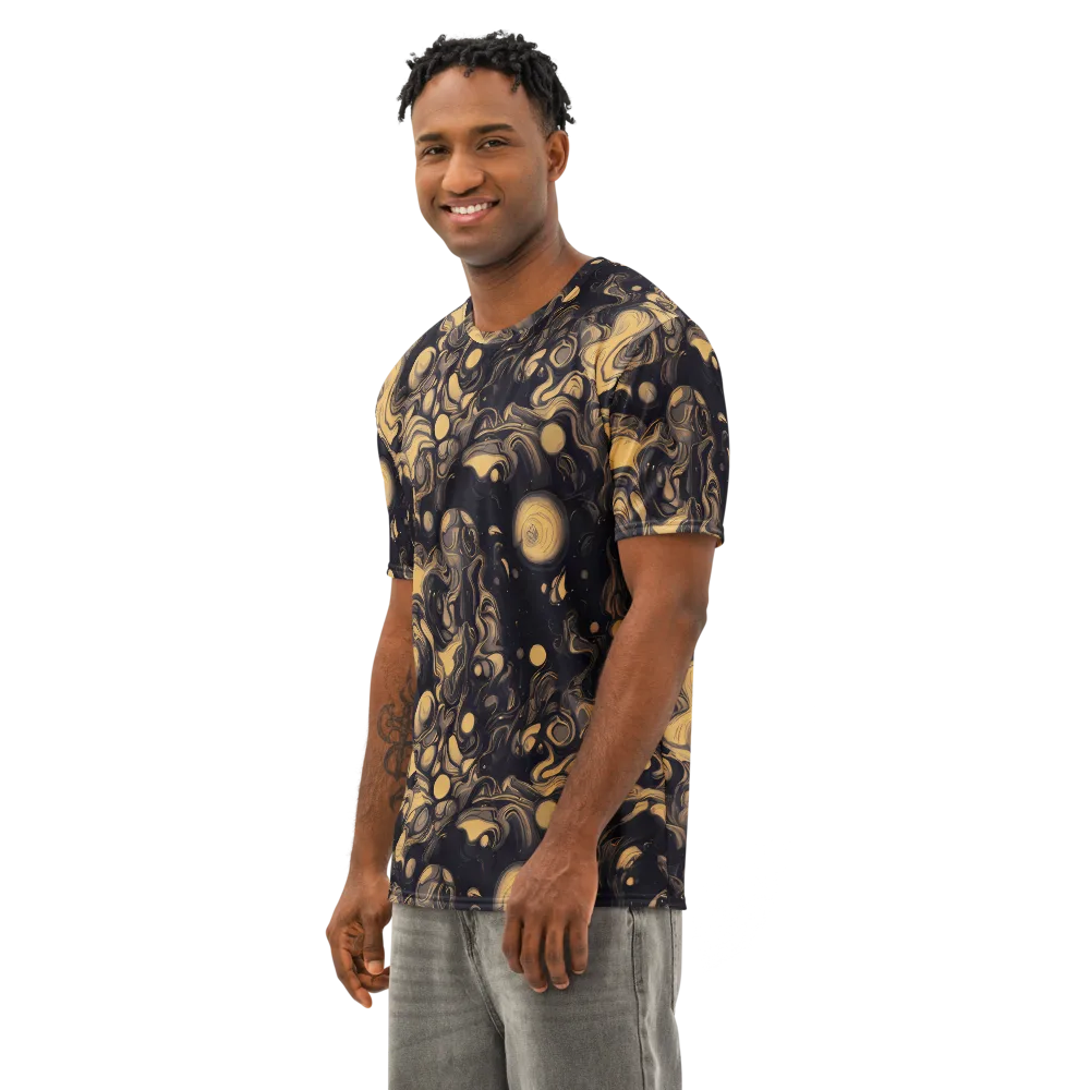 Nocturne Flow on Men's Cotton Crew Neck T-Shirt — Left Front