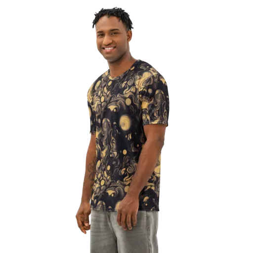Nocturne Flow on a Men's Cotton Crew Neck T-Shirt