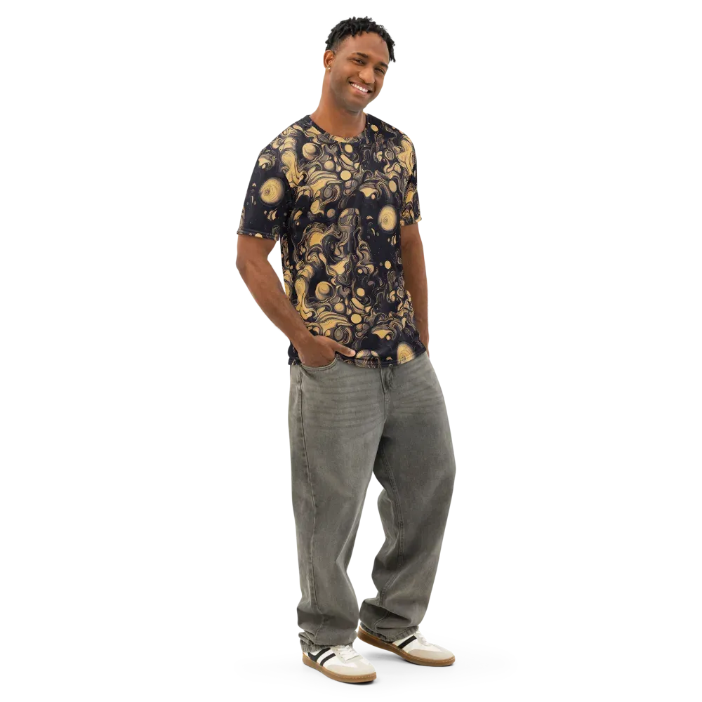 Nocturne Flow on Men's Cotton Crew Neck T-Shirt — Right Front