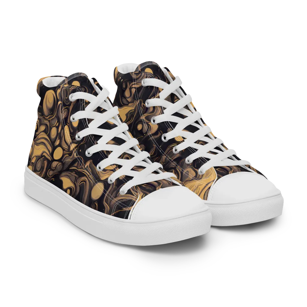Nocturne Flow on Men's High Top Canvas Shoes — Right Front