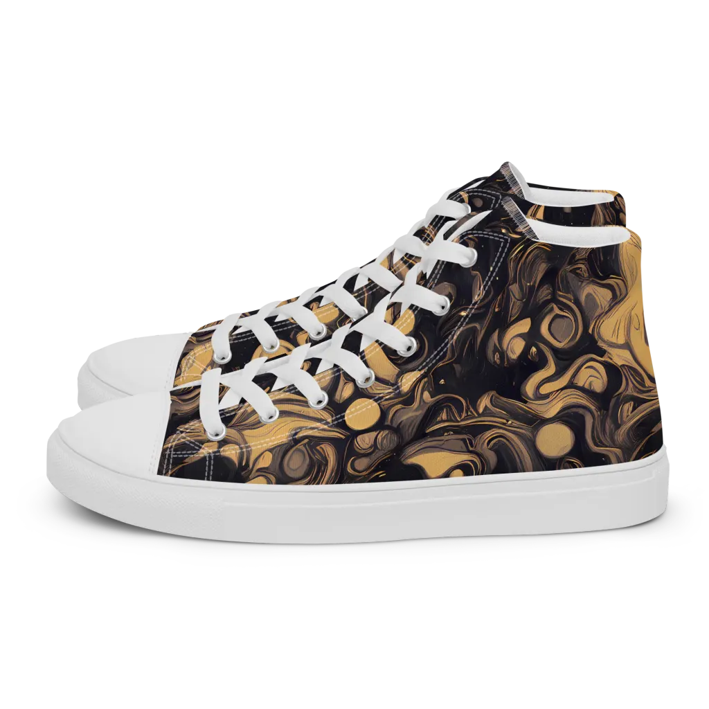Nocturne Flow on Men's High Top Canvas Shoes — Left