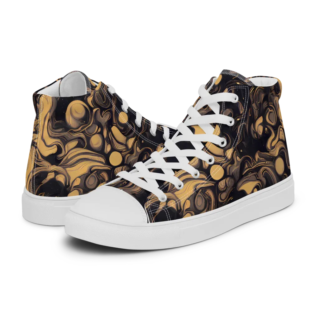 Nocturne Flow on Men's High Top Canvas Shoes — Left