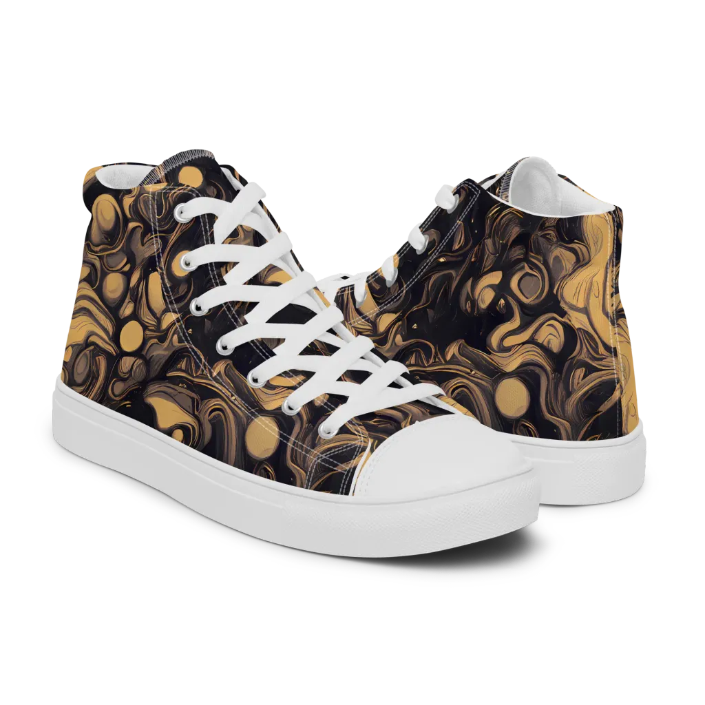 Nocturne Flow on Men's High Top Canvas Shoes — Right