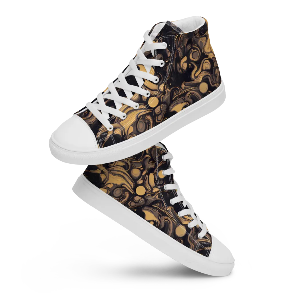 Nocturne Flow on Men's High Top Canvas Shoes — Front