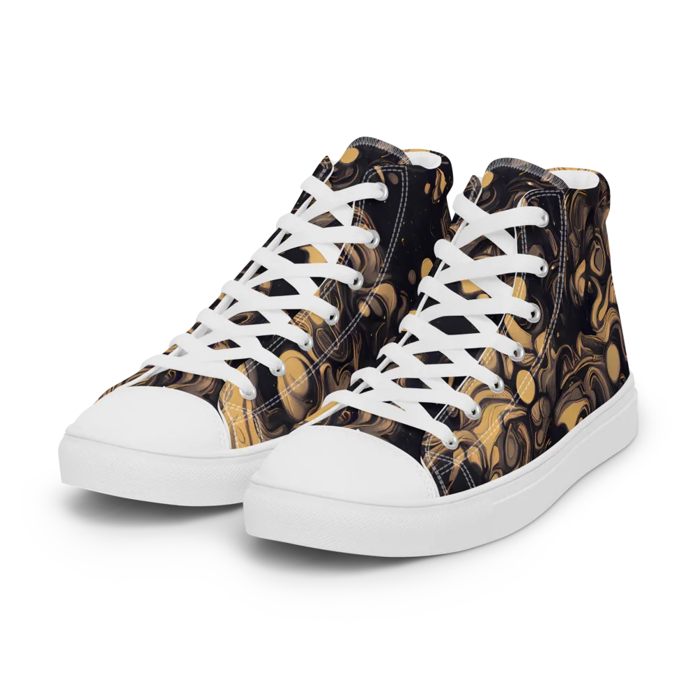 Nocturne Flow on Women's High Top Canvas Shoes — Left Front