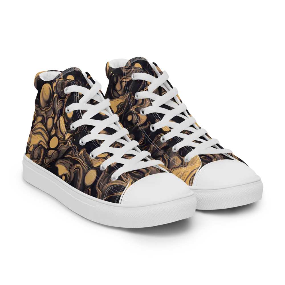 Nocturne Flow on Women's High Top Canvas Shoes — Right Front