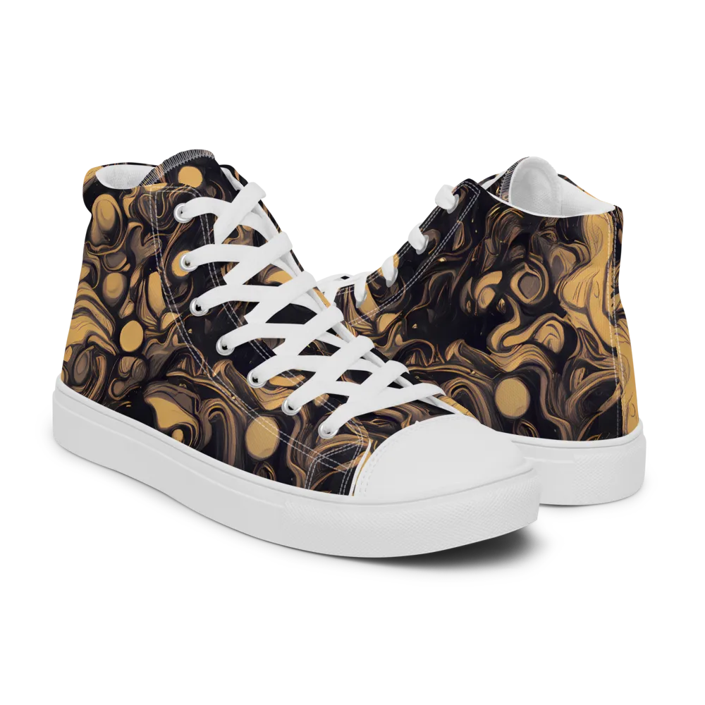 Nocturne Flow on Women's High Top Canvas Shoes — Right