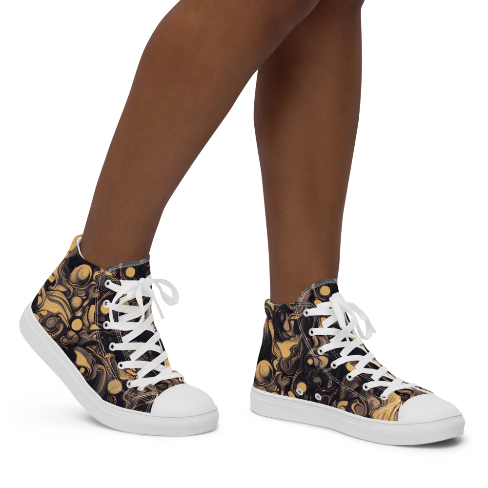 Nocturne Flow on Women's High Top Canvas Shoes — Right