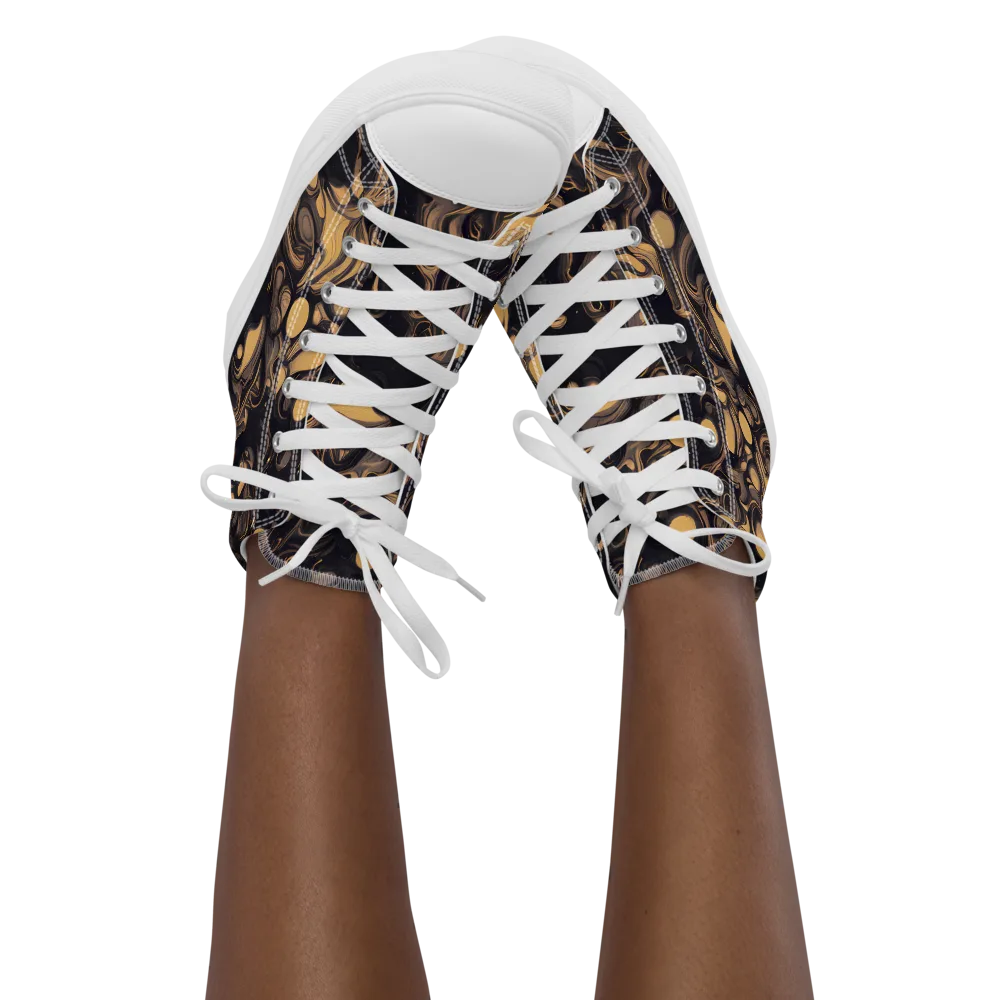 Nocturne Flow on Women's High Top Canvas Shoes — Front