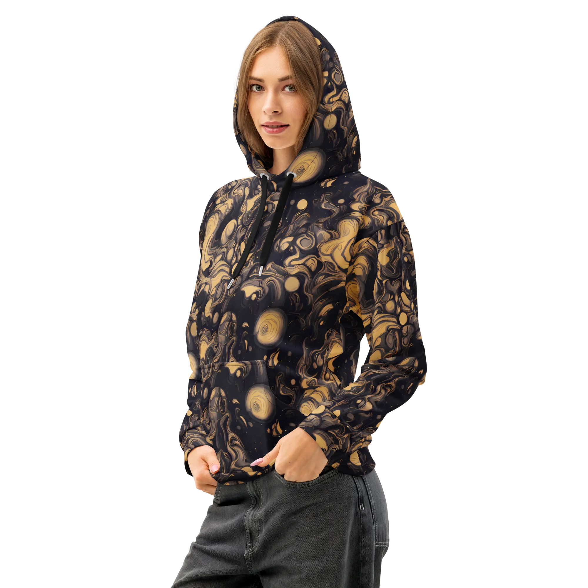 Nocturne Flow on Cotton Hoodie — Left Front
