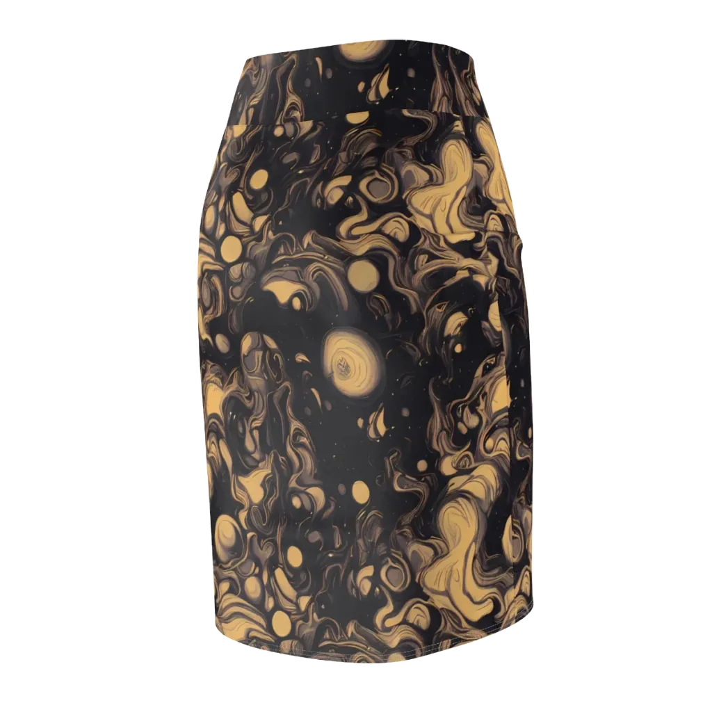Nocturne Flow on Pencil Skirt — Back Side