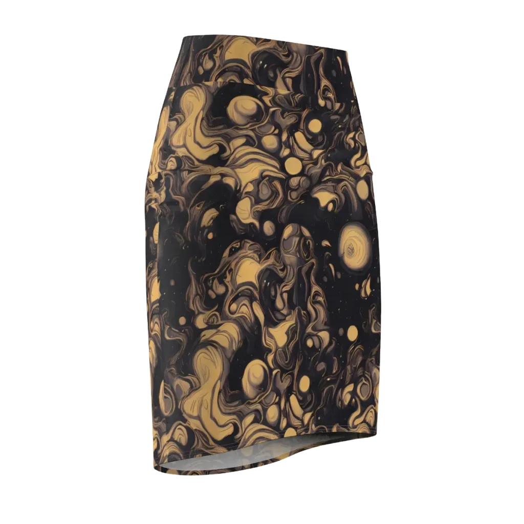 Nocturne Flow on Pencil Skirt — Front Side