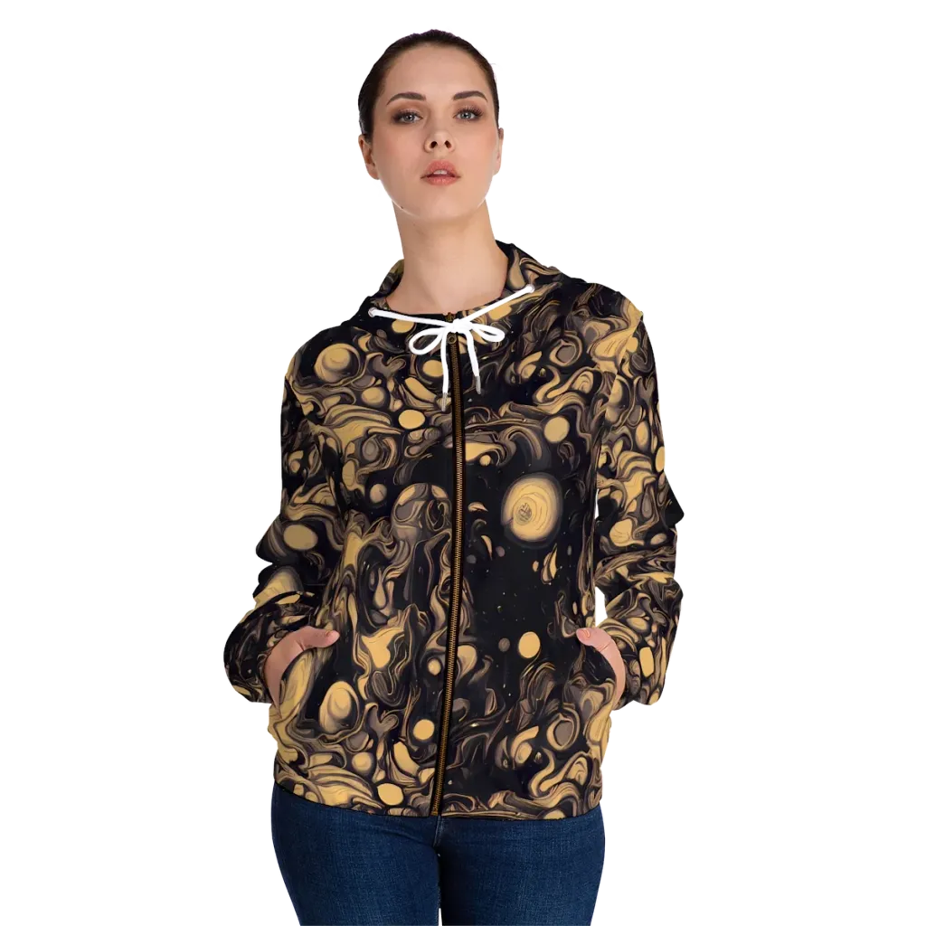 Nocturne Flow on Women's Full-Zip Hoodie — Front On Person