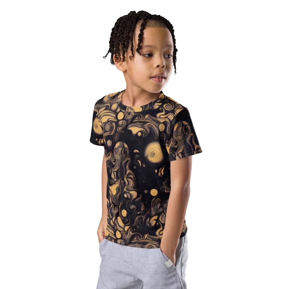 Nocturne Flow on Kids Crew Neck T-Shirt — Left Front