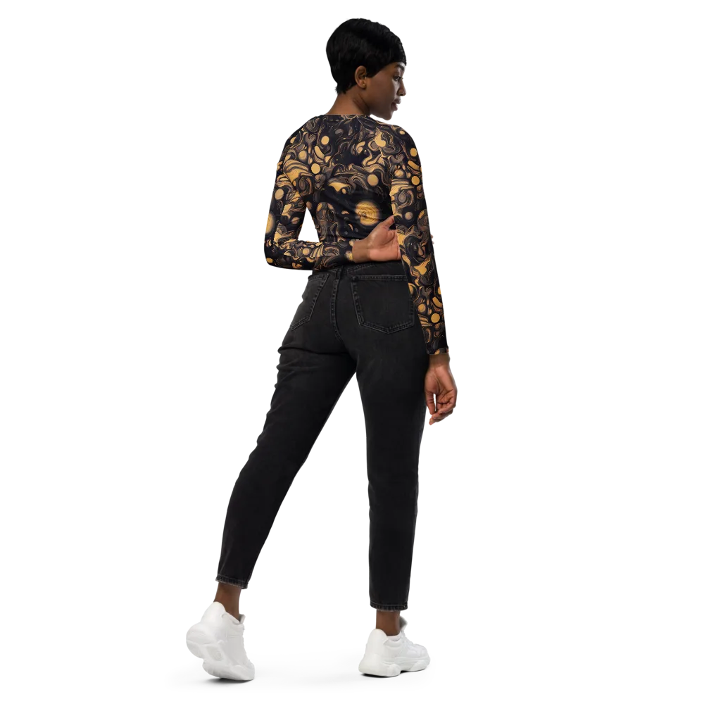 Nocturne Flow on Long Sleeve Crop Top — Right Back