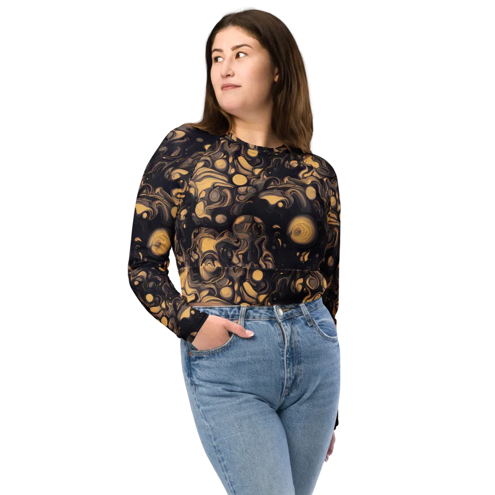Nocturne Flow on Long Sleeve Crop Top — Front