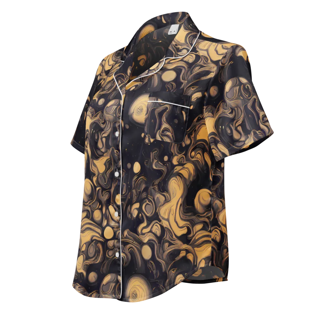 Nocturne Flow on Women's Short Sleeve Pajama Top — Left Front