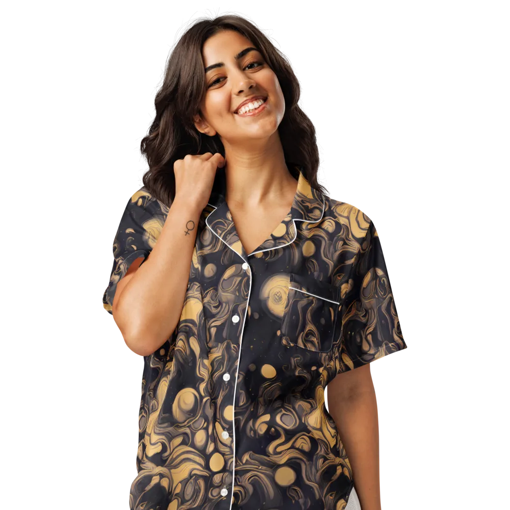 Nocturne Flow on Women's Short Sleeve Pajama Top — Front