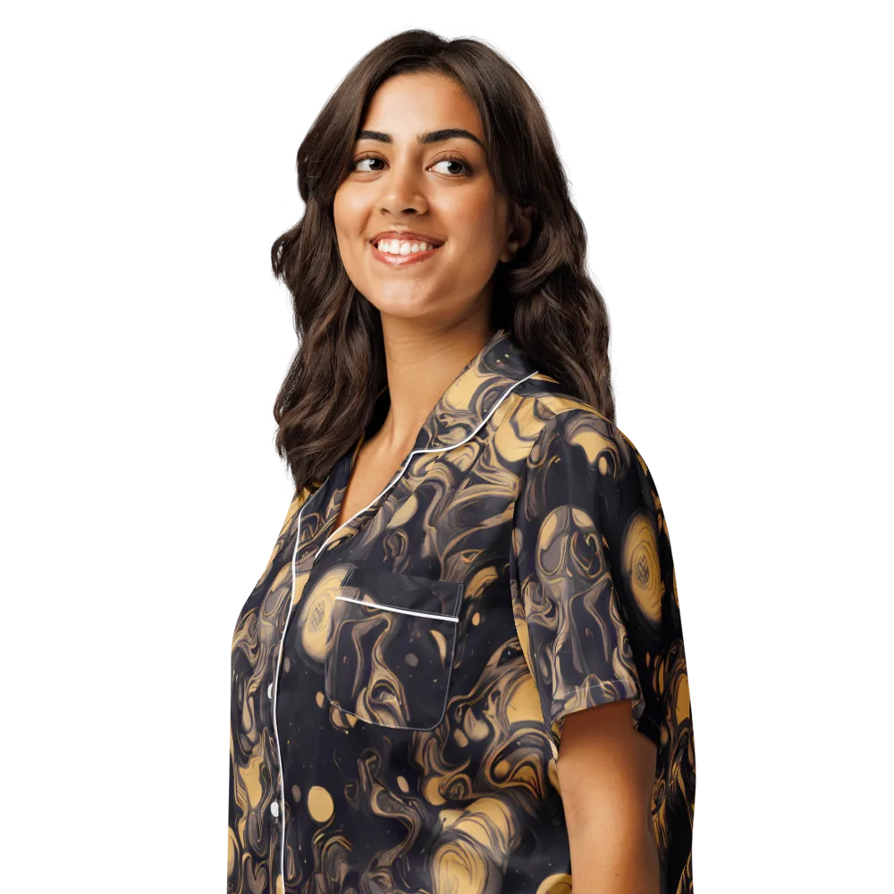 Nocturne Flow on Women's Short Sleeve Pajama Top — Left Front
