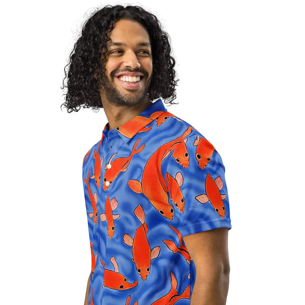 Ember Tide on Men's Slim Fit Polo Shirt — Left Front