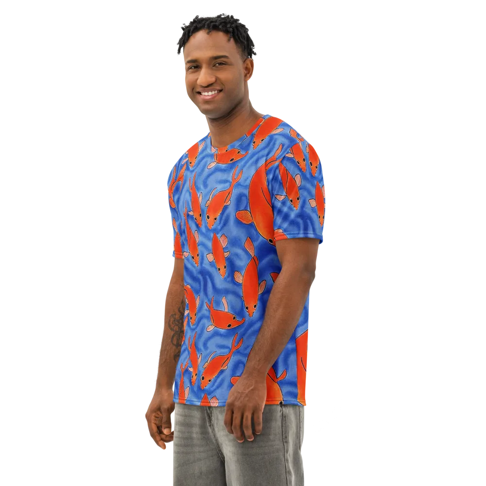 Ember Tide on Men's Cotton Crew Neck T-Shirt — Left Front