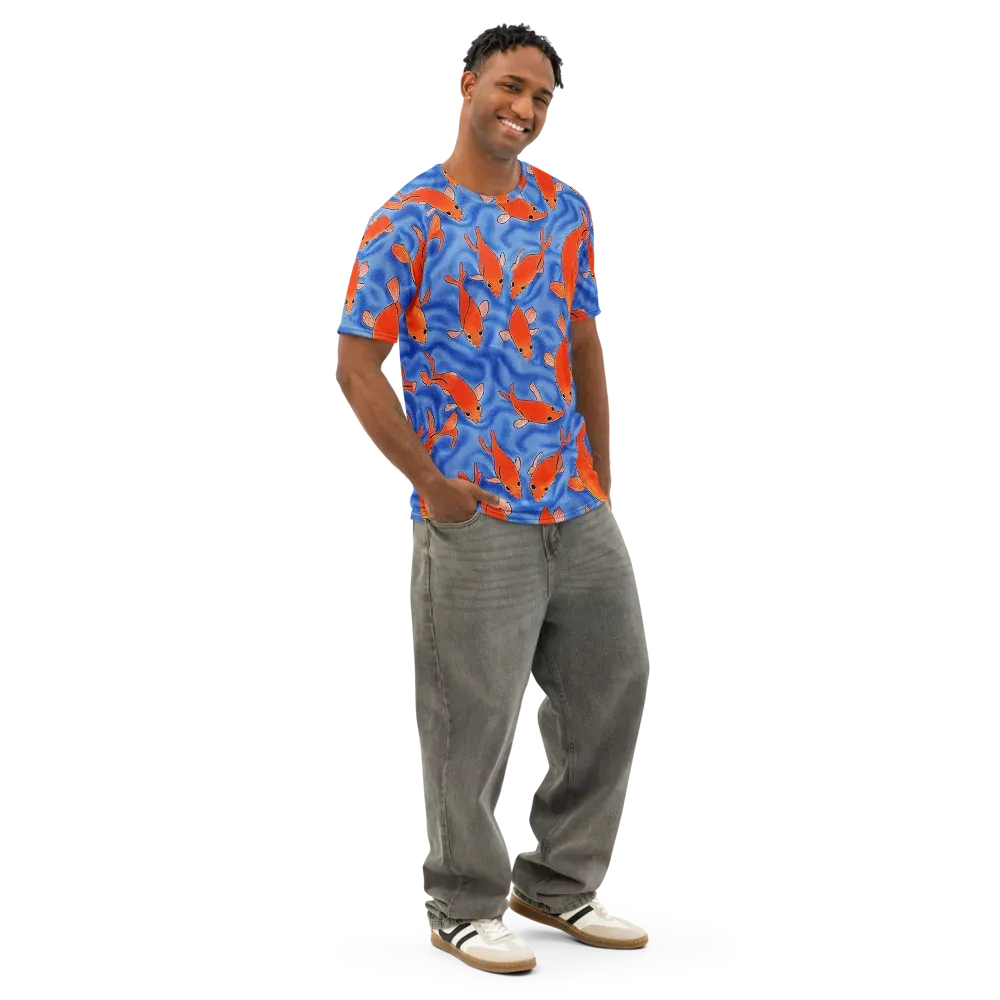 Ember Tide on Men's Cotton Crew Neck T-Shirt — Right Front