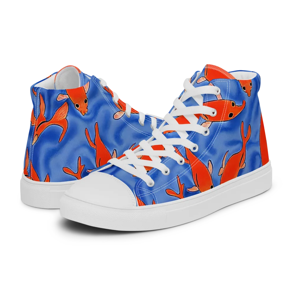 Ember Tide on Men's High Top Canvas Shoes — Left