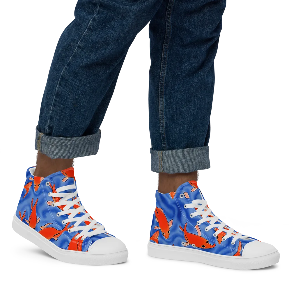 Ember Tide on Men's High Top Canvas Shoes — Right