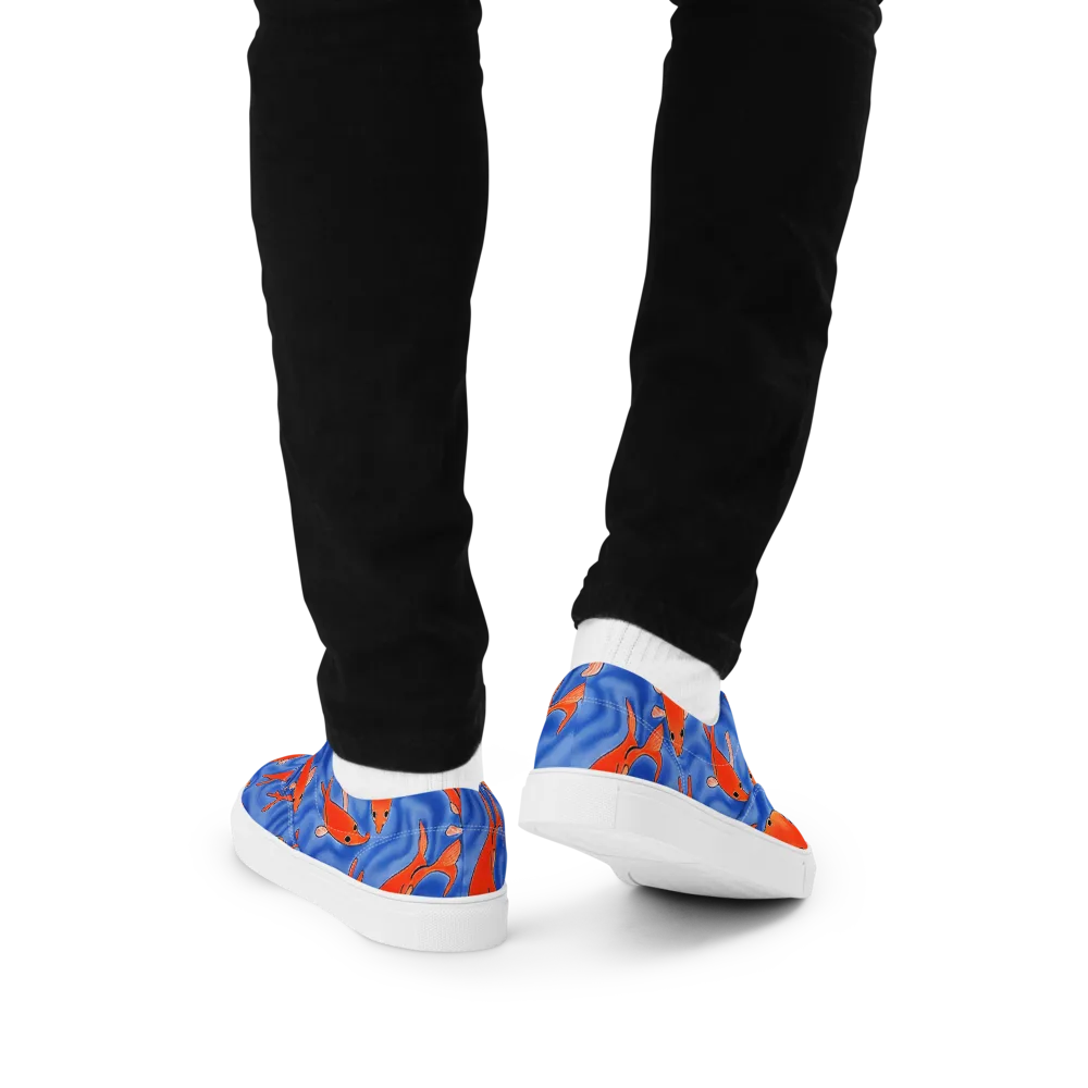 Ember Tide on Men's Lace-Up Canvas Shoes — Back