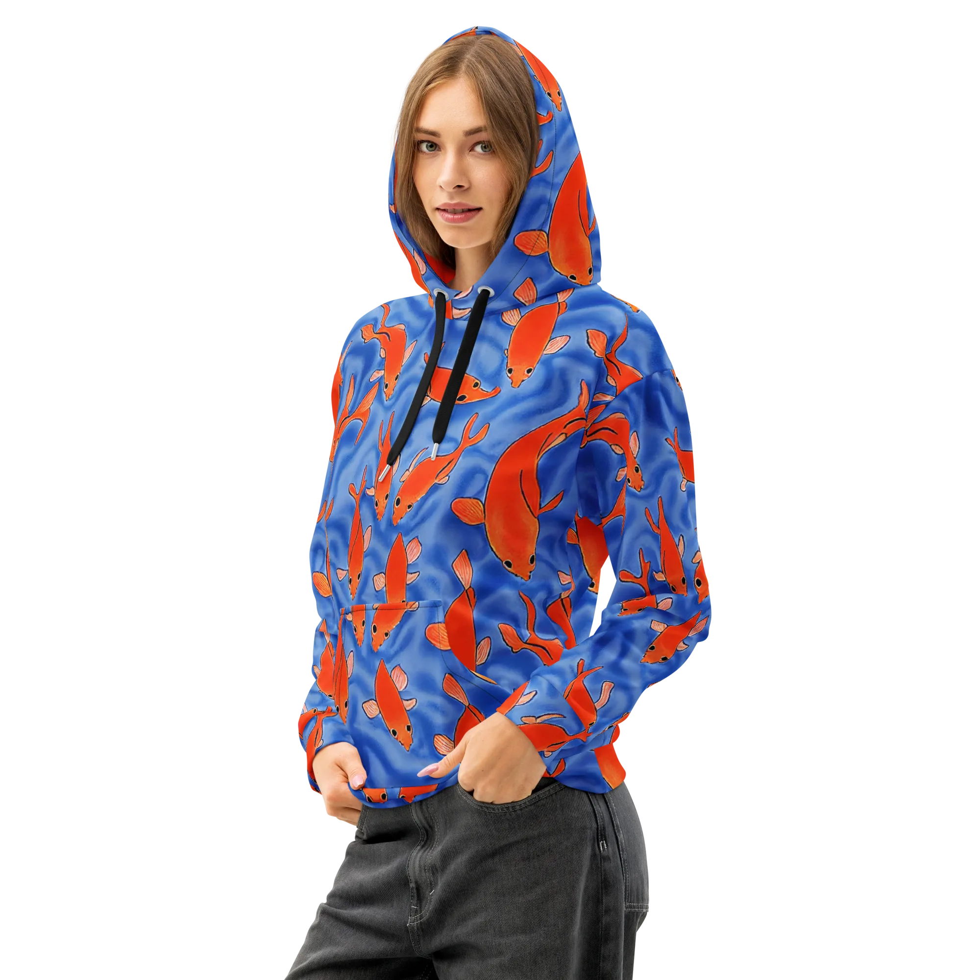 Ember Tide on Cotton Hoodie — Left Front