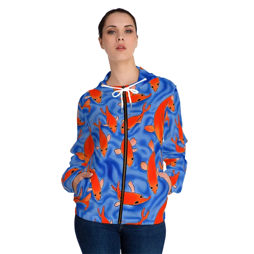 Ember Tide on Women's Full-Zip Hoodie — Front On Person