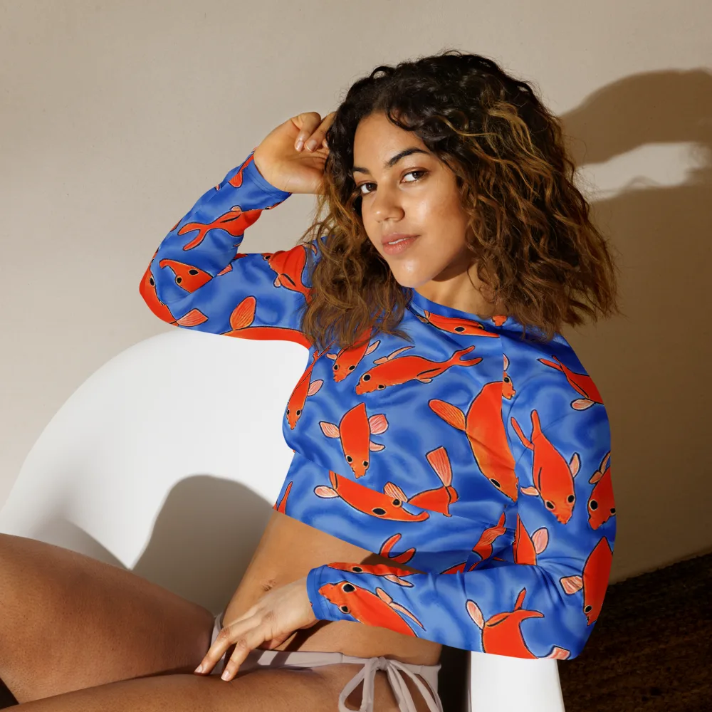 Ember Tide on Long Sleeve Crop Top — Left Front