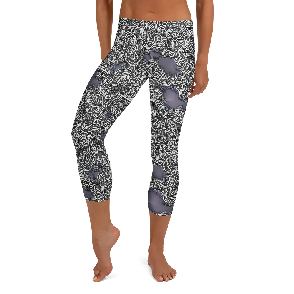 Sinuous Static on Capri Leggings — Front