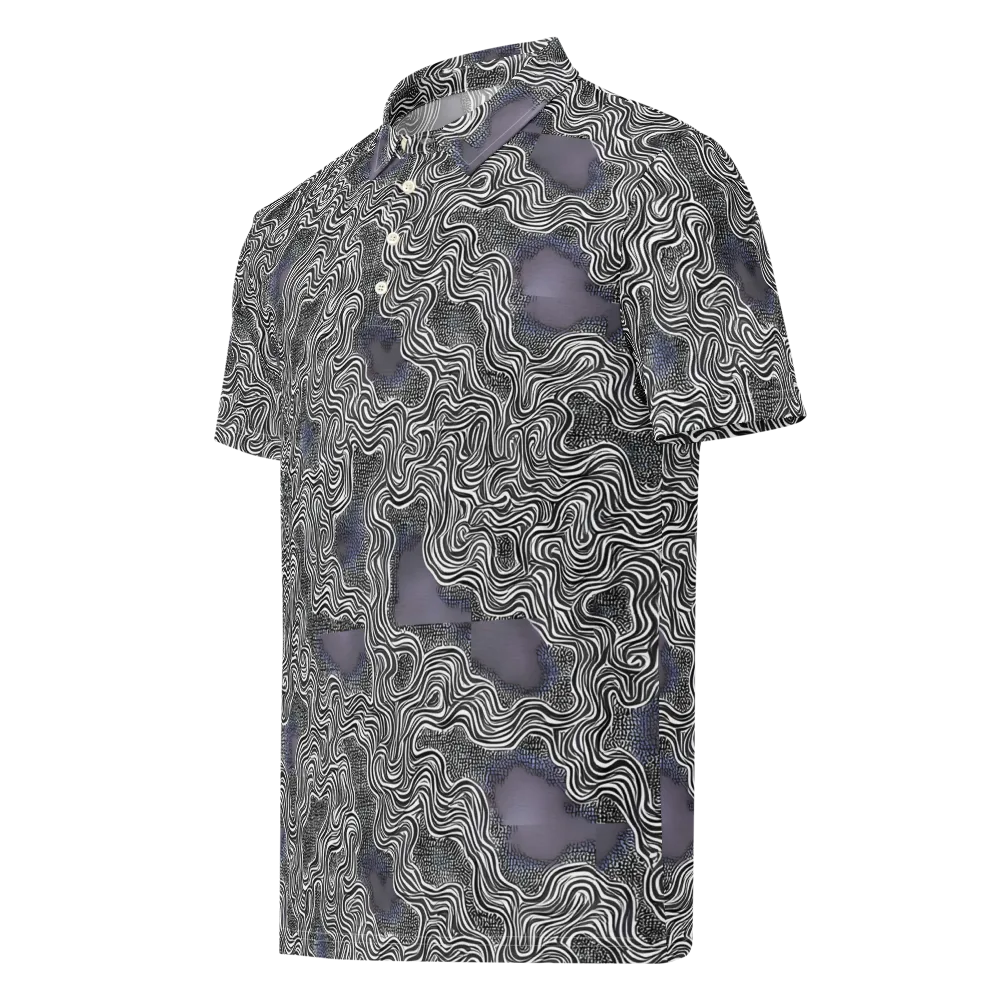 Sinuous Static on Men's Slim Fit Polo Shirt — Left Front