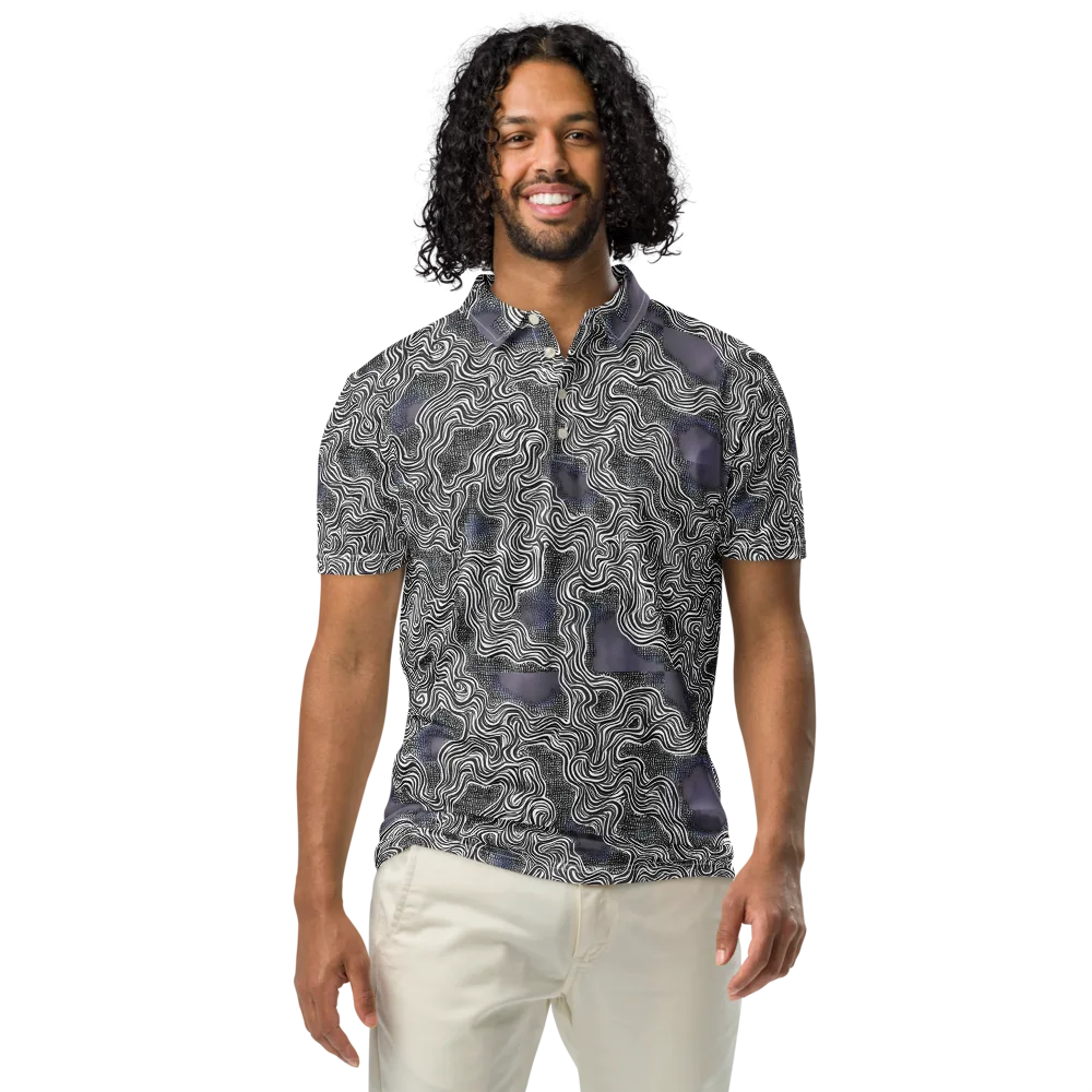Sinuous Static on Men's Slim Fit Polo Shirt — Front
