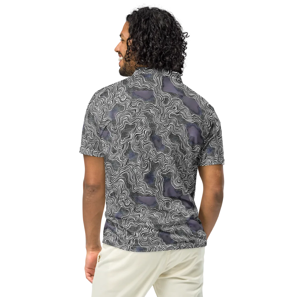 Sinuous Static on Men's Slim Fit Polo Shirt — Back